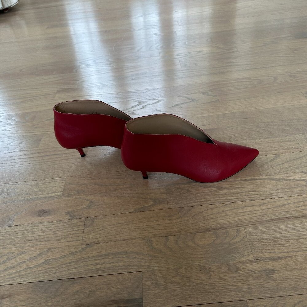 Red kitten heel boots by Pour La Victoire